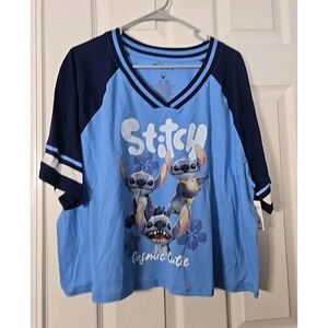 Disney Stitch Womans‎ Short Sleeve Tshirt Size XXL Blue Multicolor New